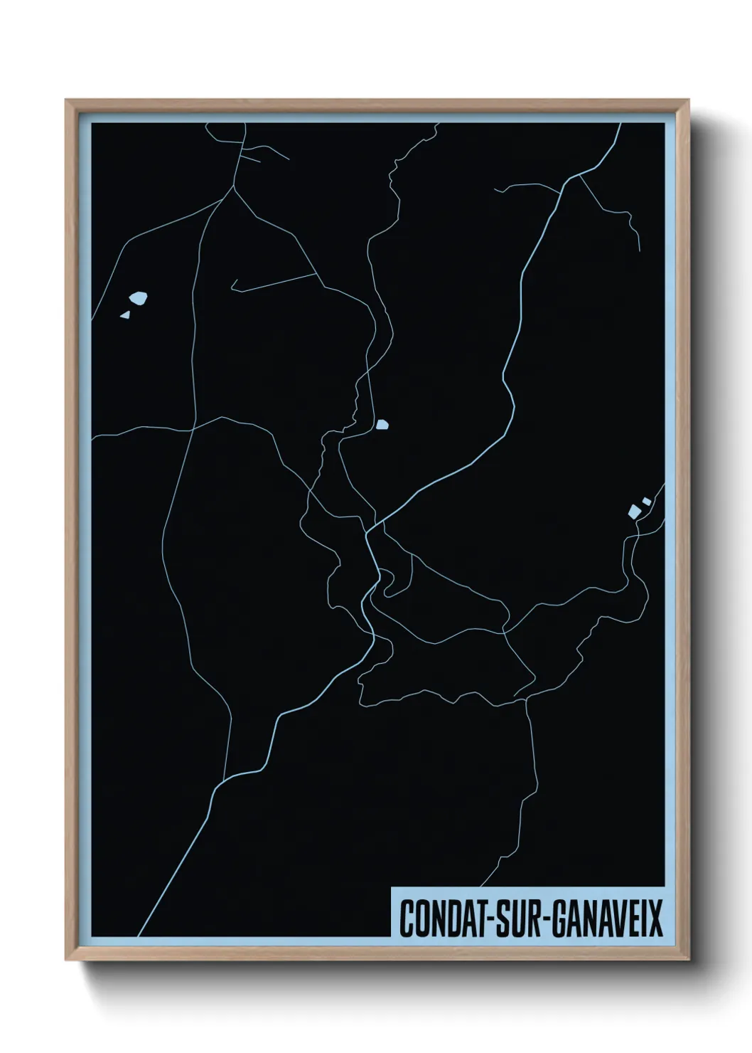 Une affiche de carte sur Condat-sur-Ganaveix