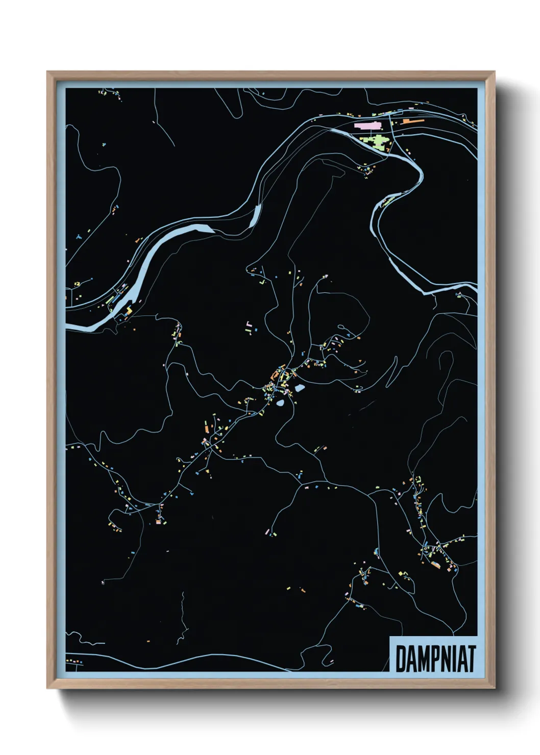 Une affiche de carte sur Dampniat