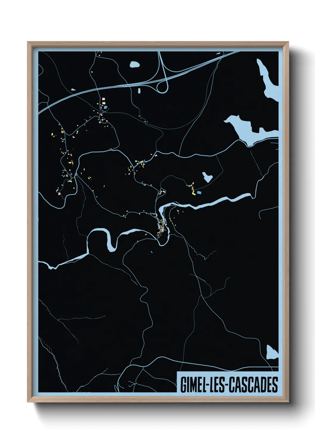 Une affiche de carte sur Gimel-les-Cascades