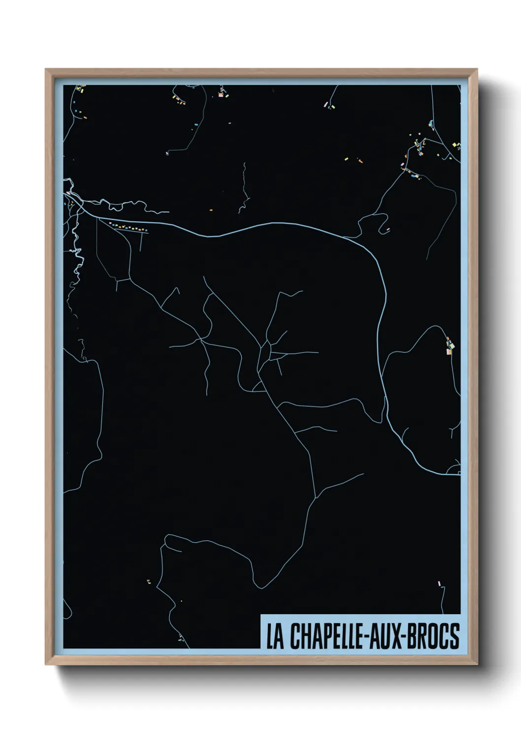 Une affiche de carte sur La Chapelle-aux-Brocs