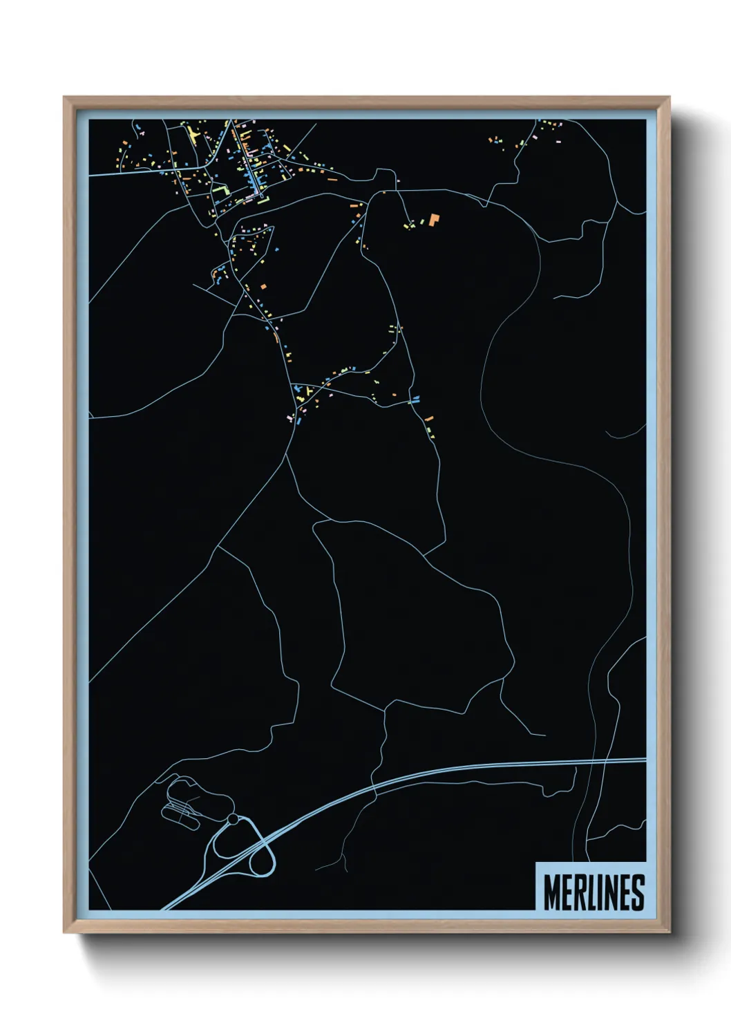 Une affiche de carte sur Merlines