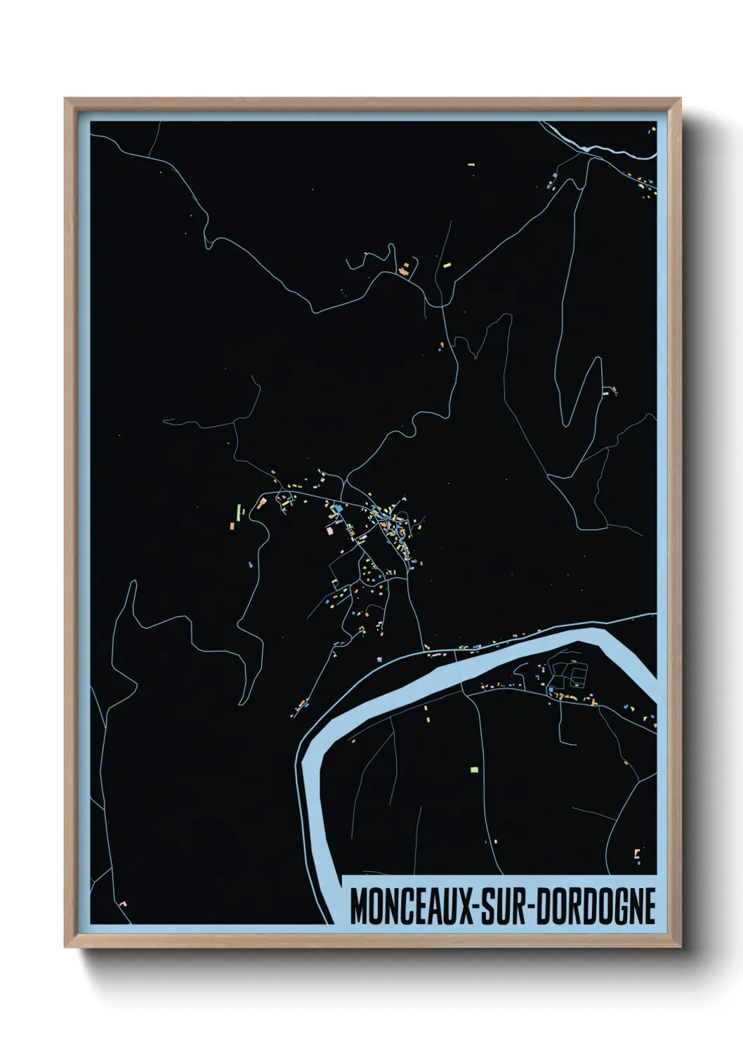 Une affiche de carte sur Monceaux-sur-Dordogne