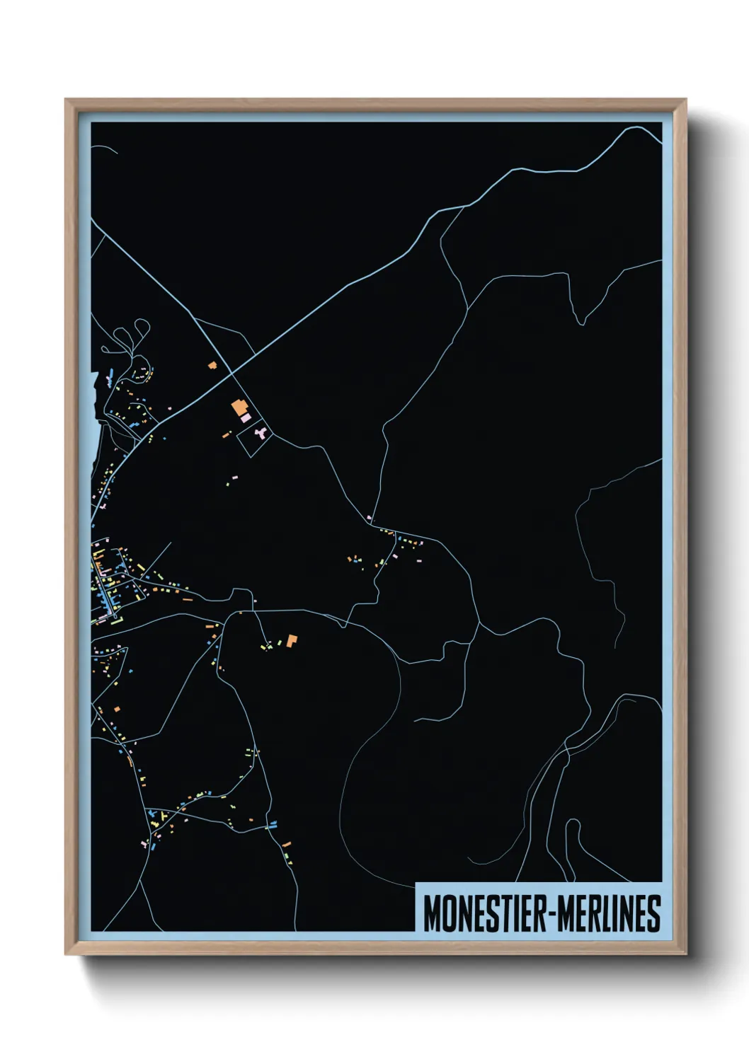 Une affiche de carte sur Monestier-Merlines