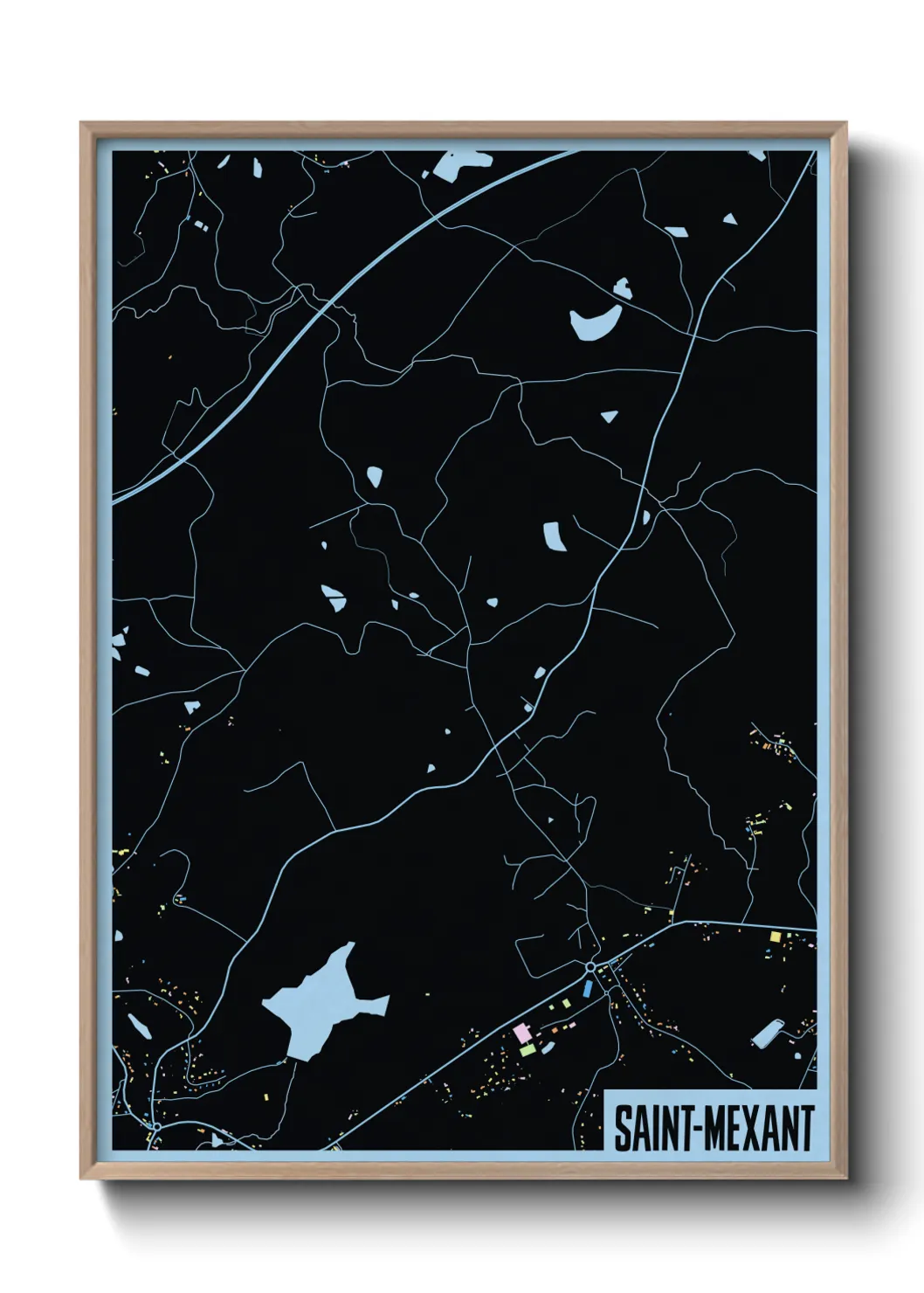 Une affiche de carte sur Saint-Mexant