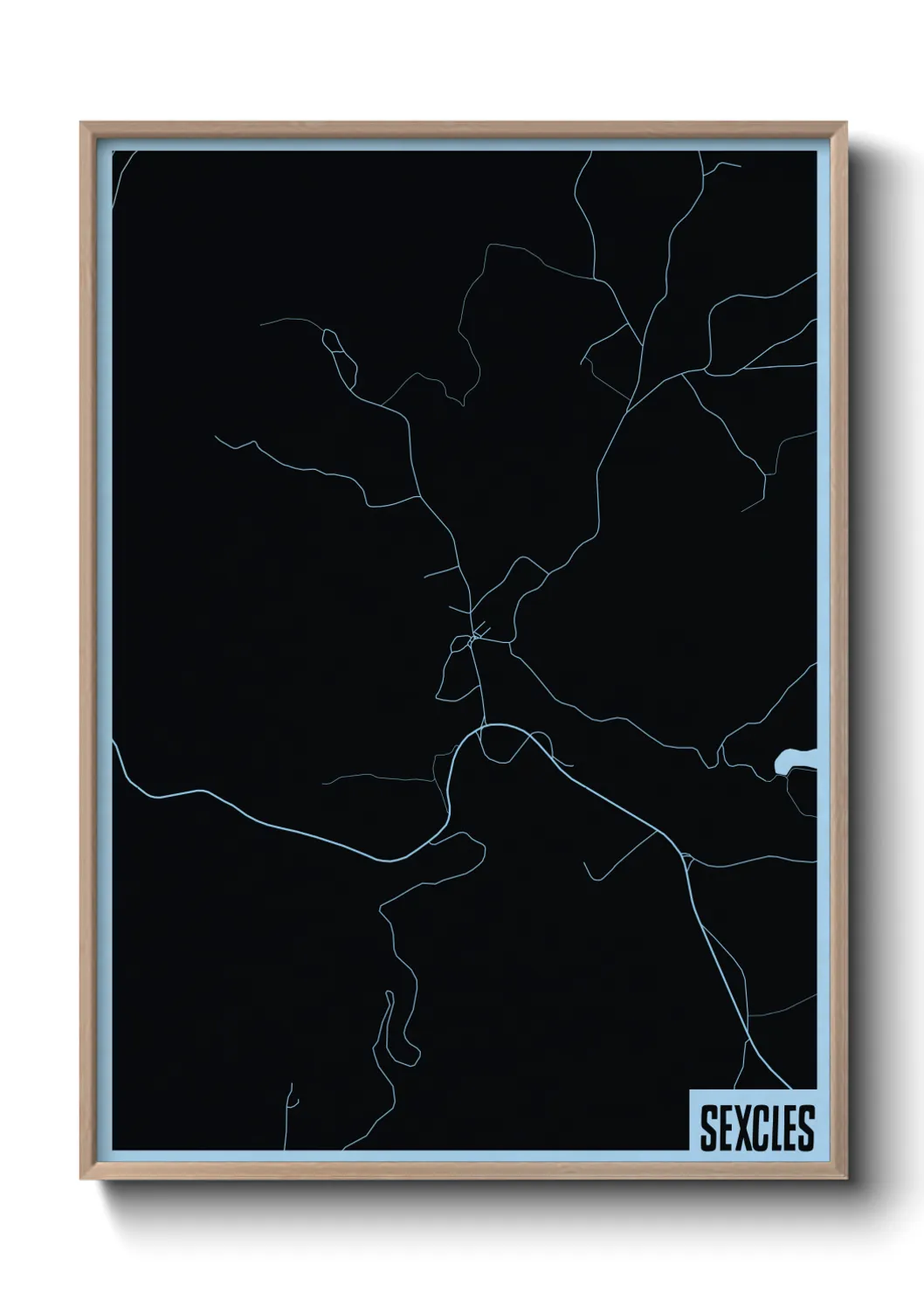 Une affiche de carte sur Sexcles