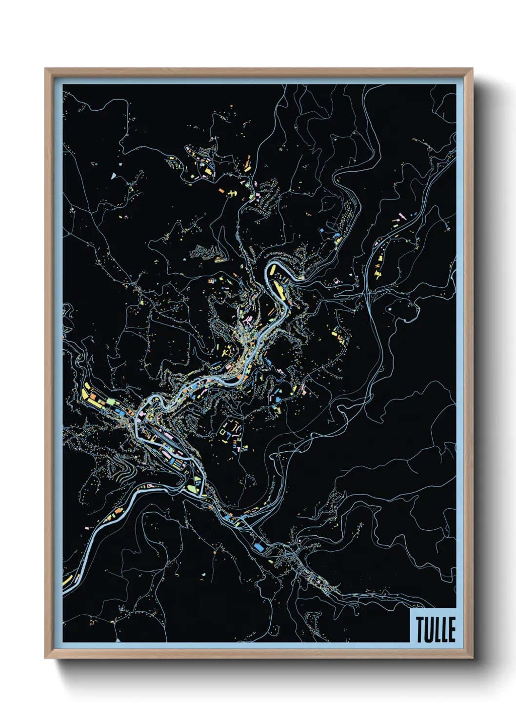 Une affiche de carte sur Tulle