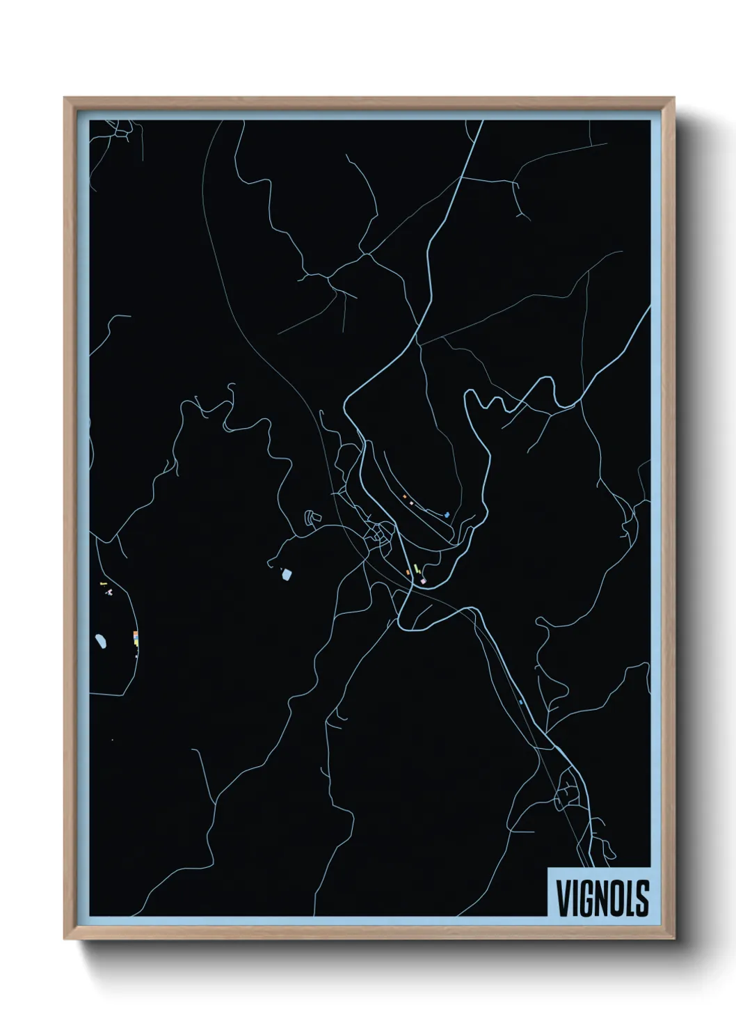 Une affiche de carte sur Vignols