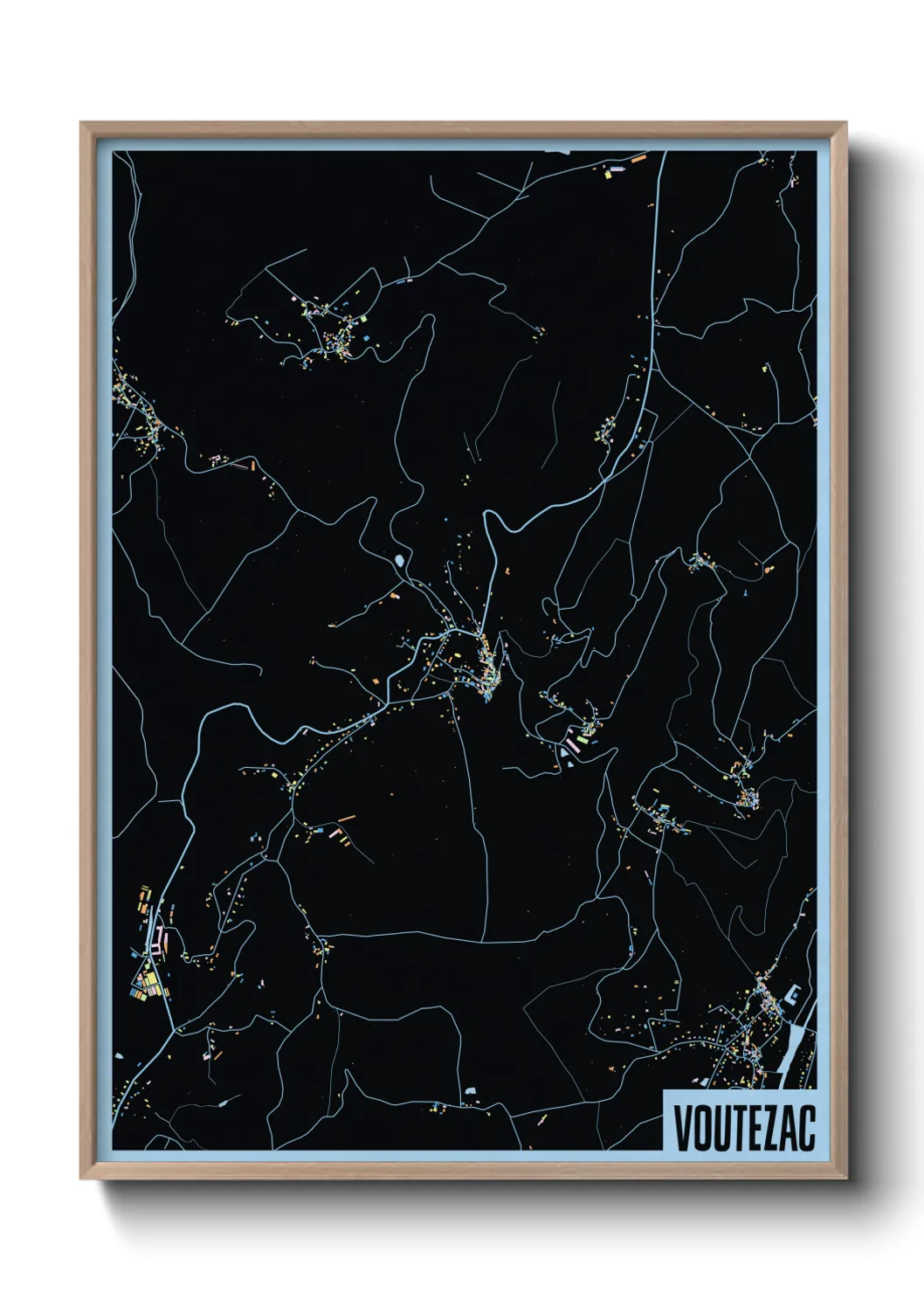 Une affiche de carte sur Voutezac