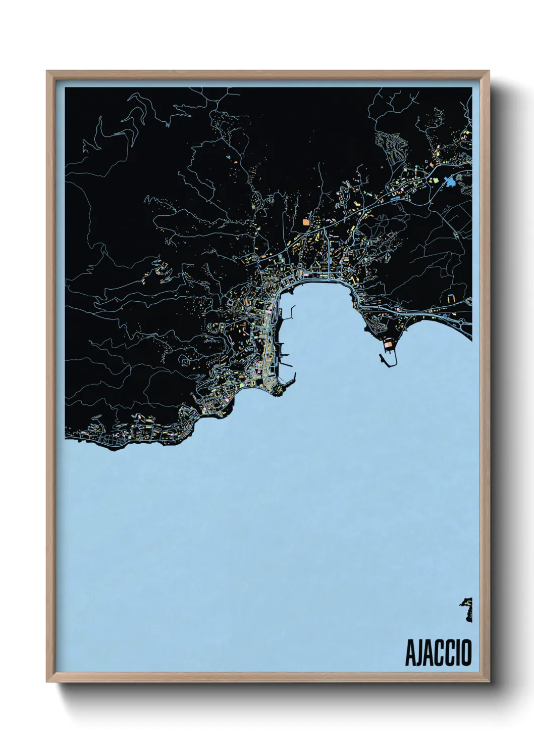 Une affiche de carte sur Ajaccio