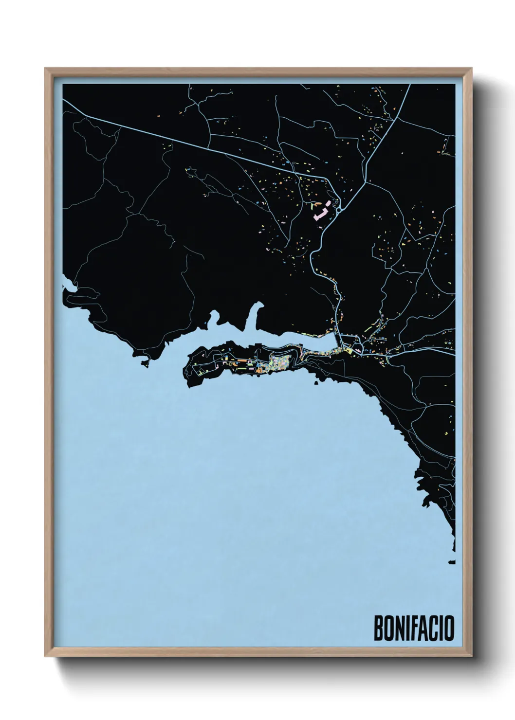 Une affiche de carte sur Bonifacio