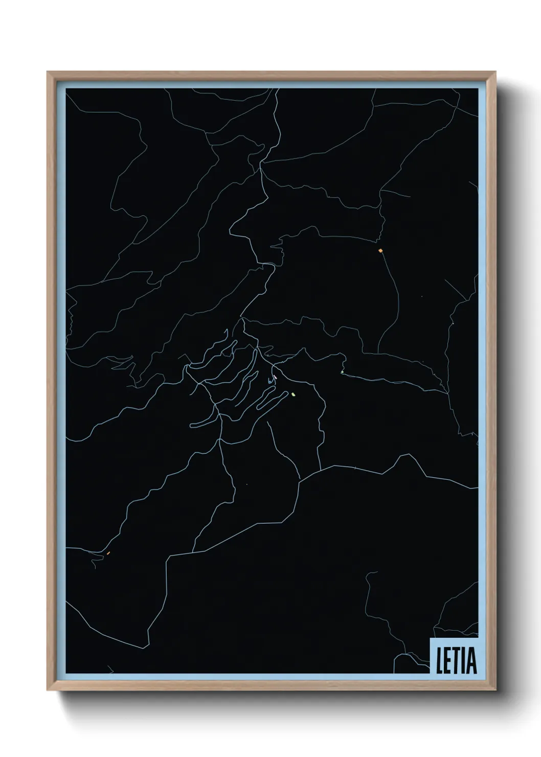 Une affiche de carte sur Letia