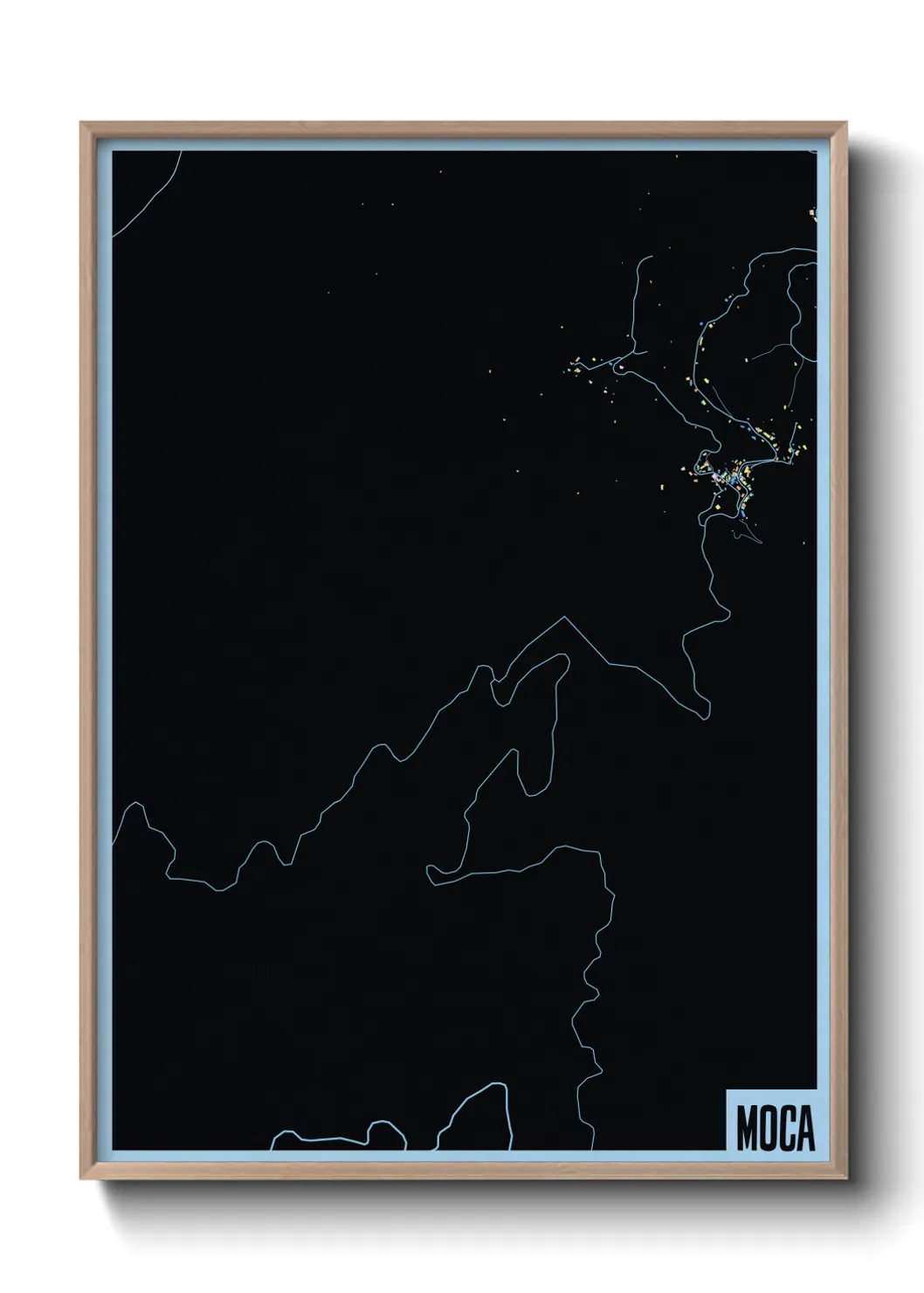 Une affiche de carte sur Moca