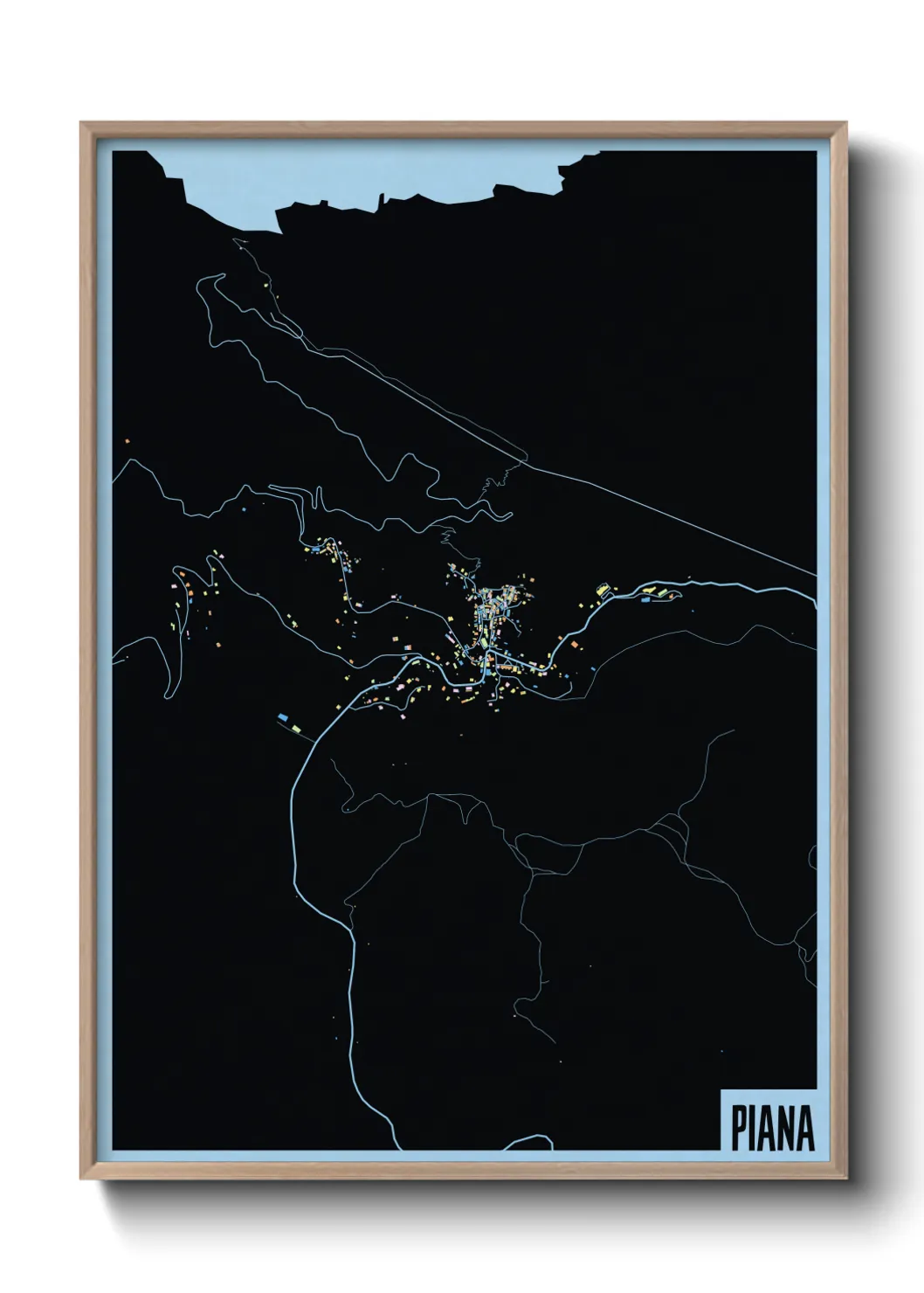 Une affiche de carte sur Piana