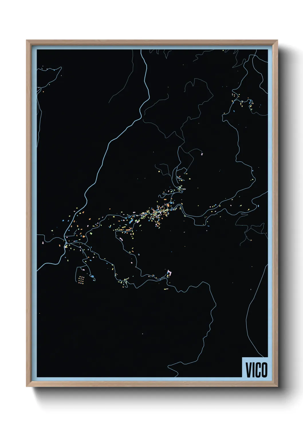 Une affiche de carte sur Vico