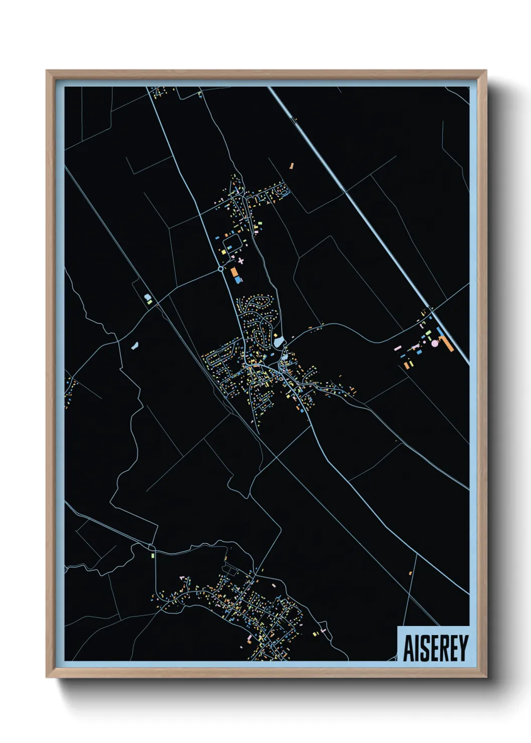 Une affiche de carte sur Aiserey