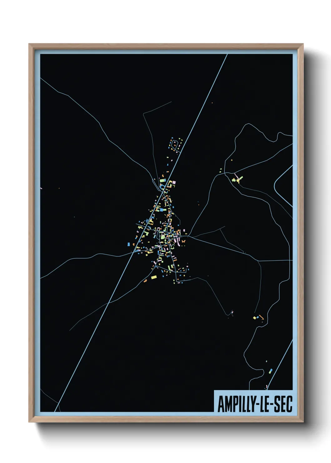 Une affiche de carte sur Ampilly-le-Sec