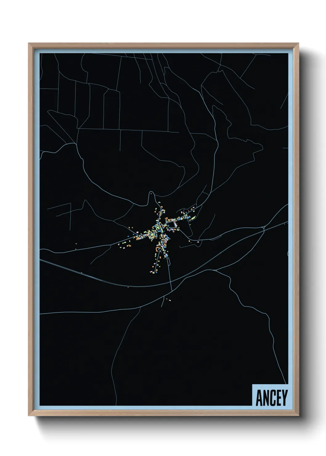 Une affiche de carte sur Ancey