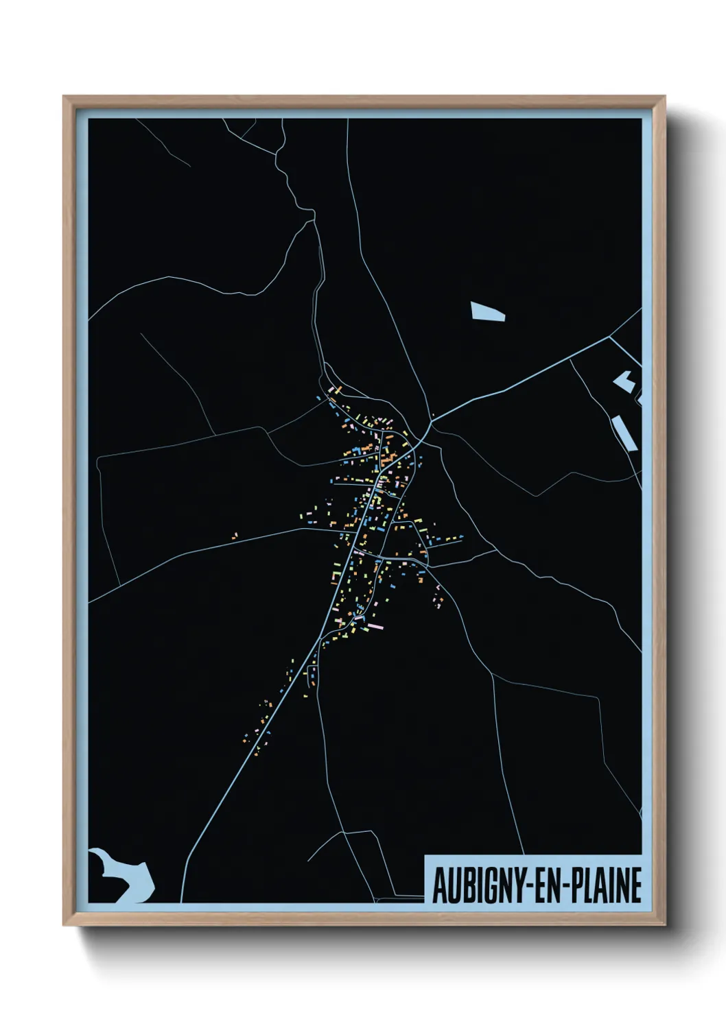 Une affiche de carte sur Aubigny-en-Plaine