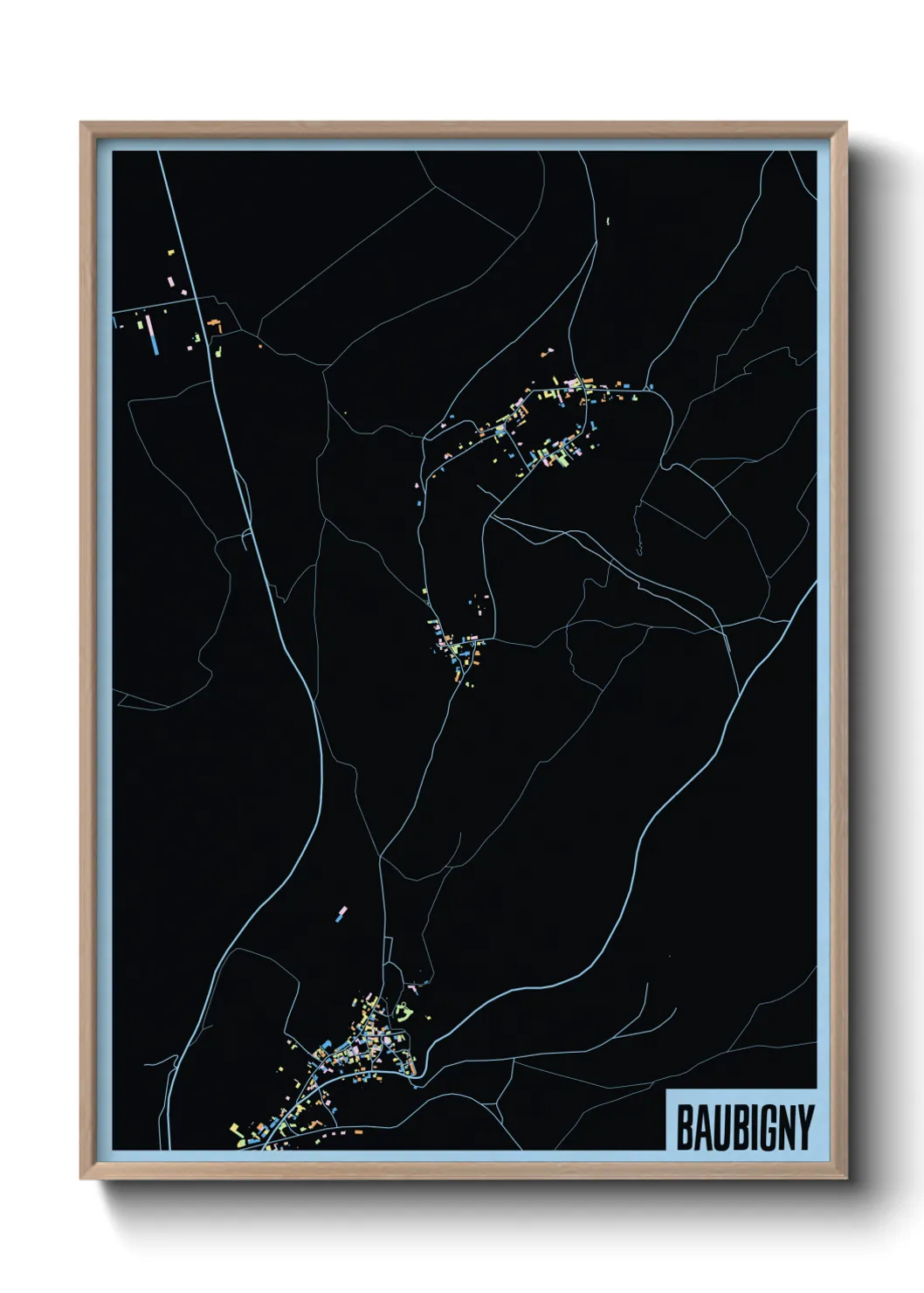 Une affiche de carte sur Baubigny