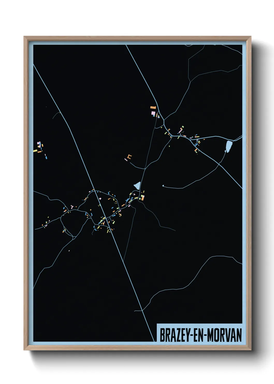 Une affiche de carte sur Brazey-en-Morvan
