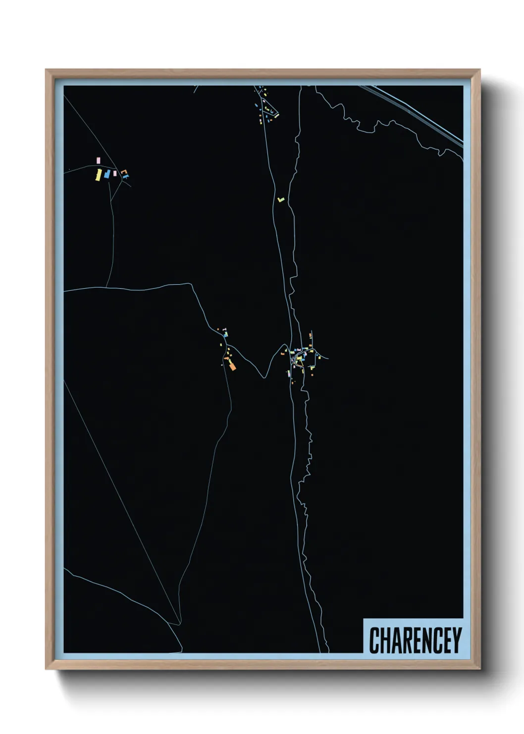 Une affiche de carte sur Charencey