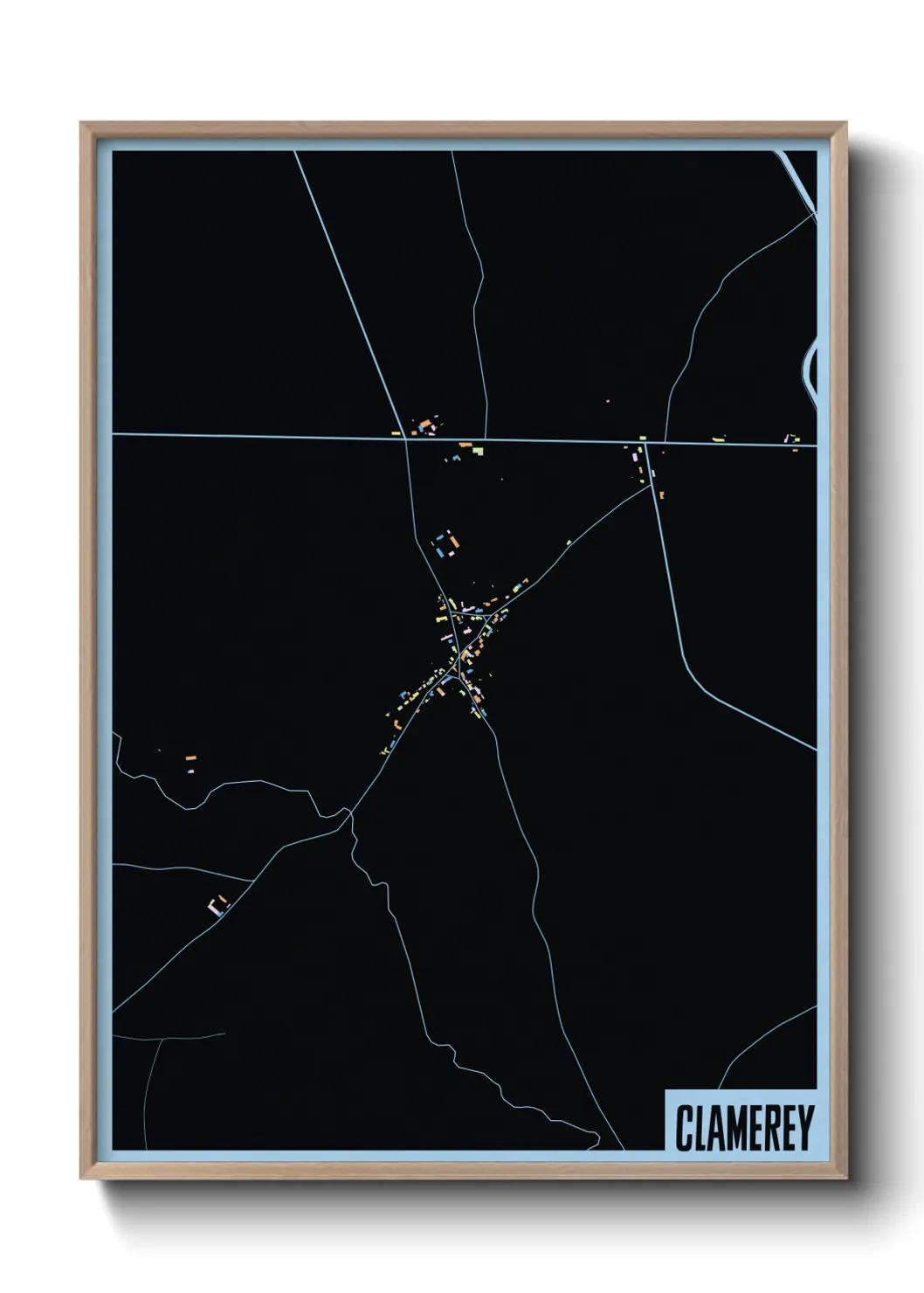 Une affiche de carte sur Clamerey