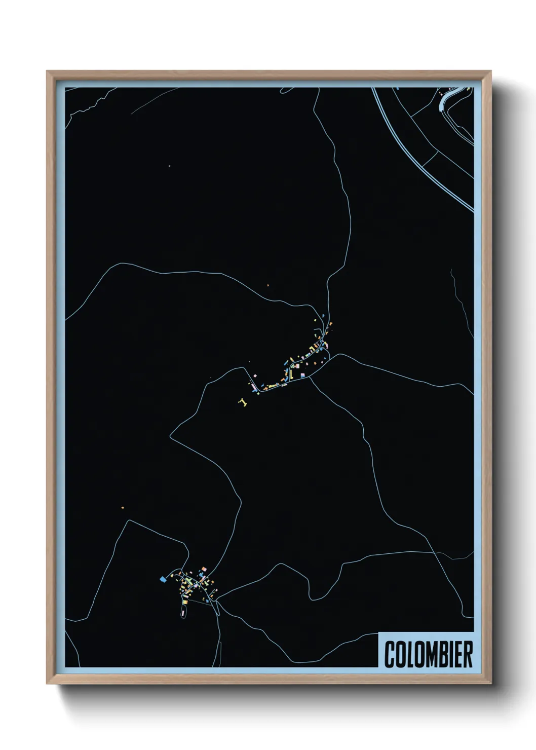 Une affiche de carte sur Colombier