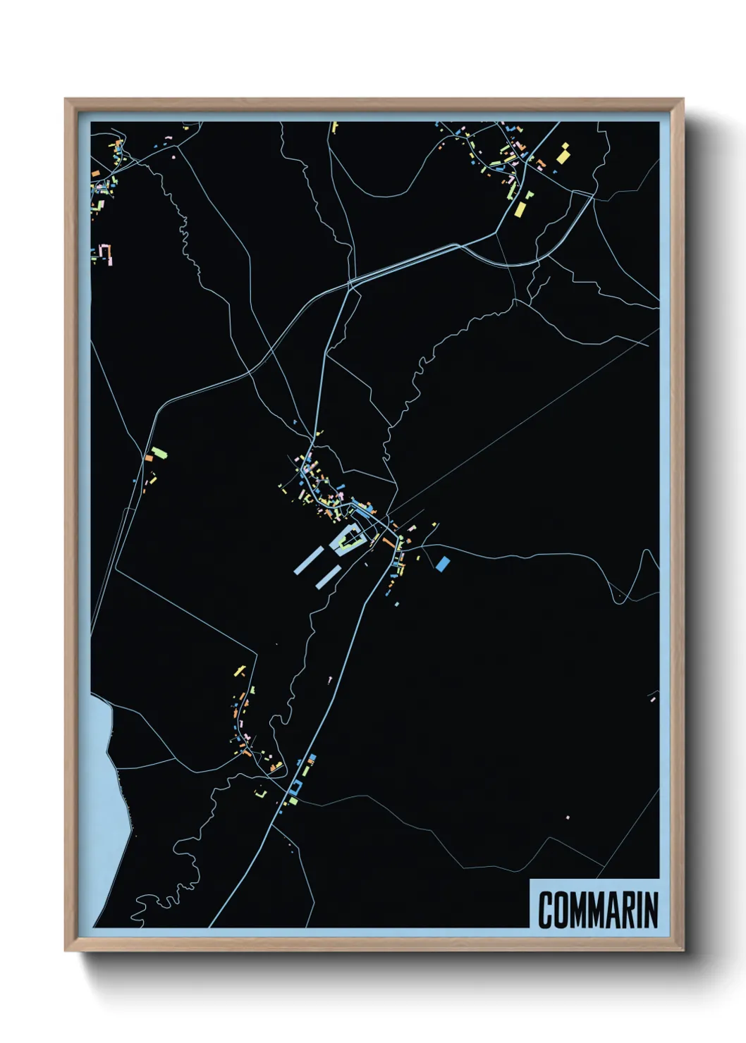 Une affiche de carte sur Commarin