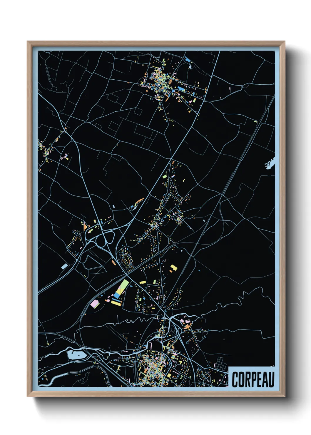 Une affiche de carte sur Corpeau