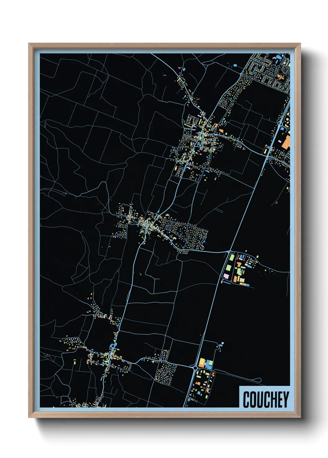 Une affiche de carte sur Couchey