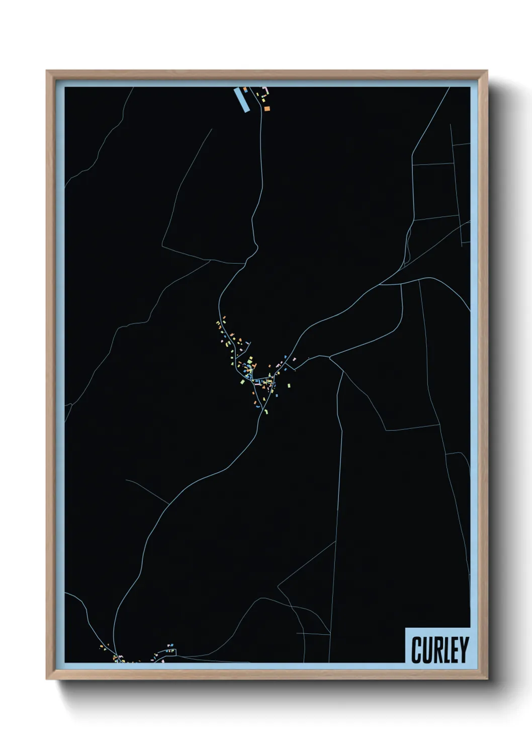 Une affiche de carte sur Curley