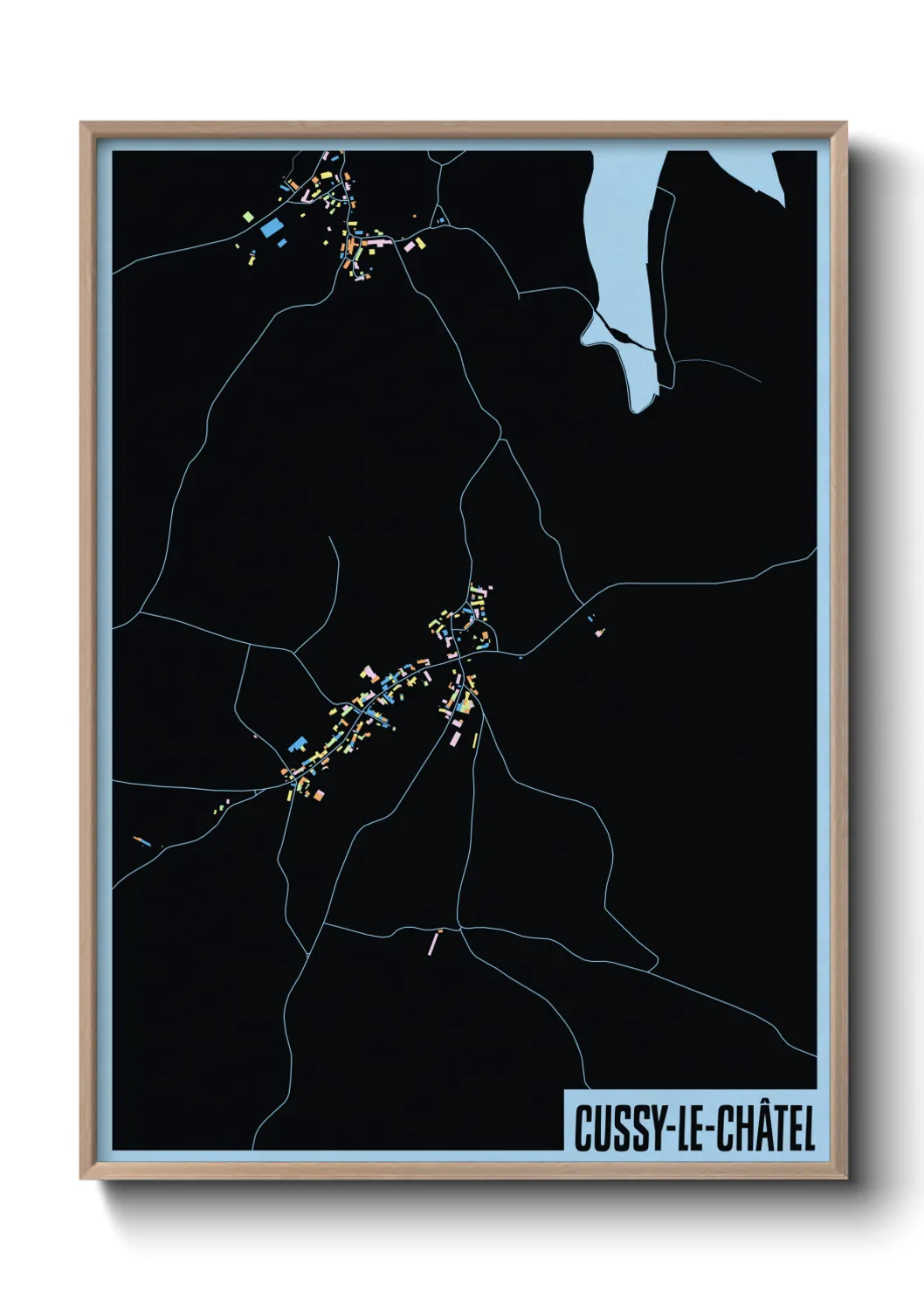 Une affiche de carte sur Cussy-le-Châtel