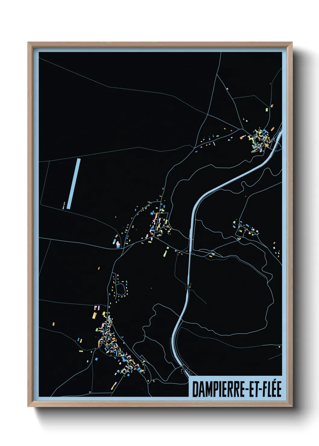 Une affiche de carte sur Dampierre-et-Flée