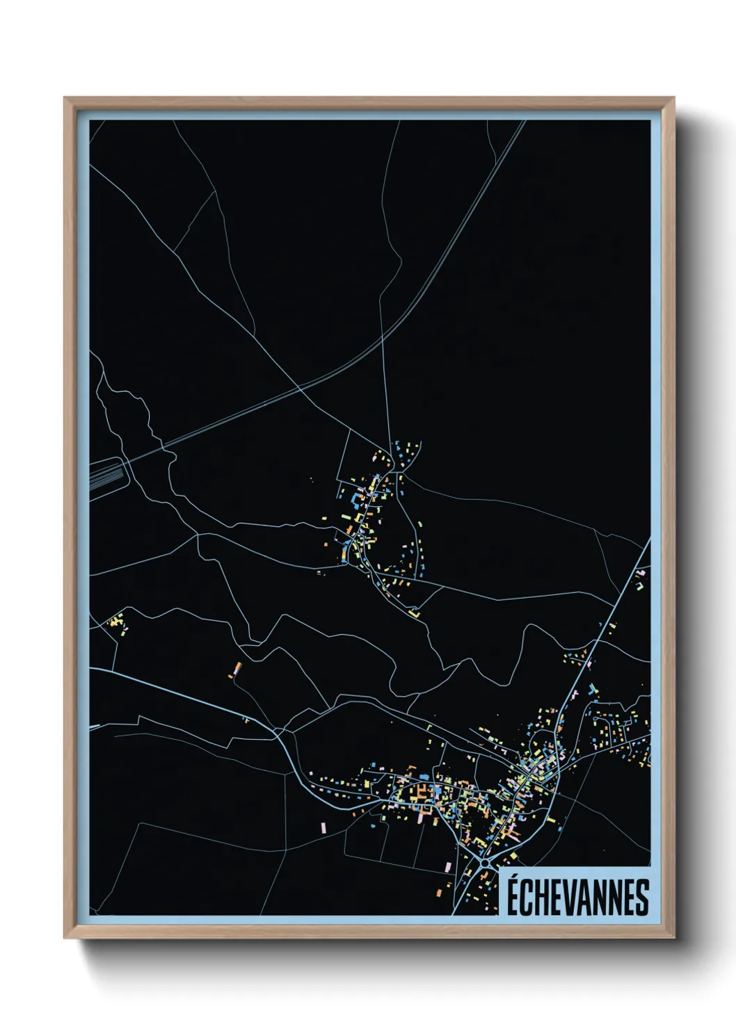 Une affiche de carte sur Échevannes