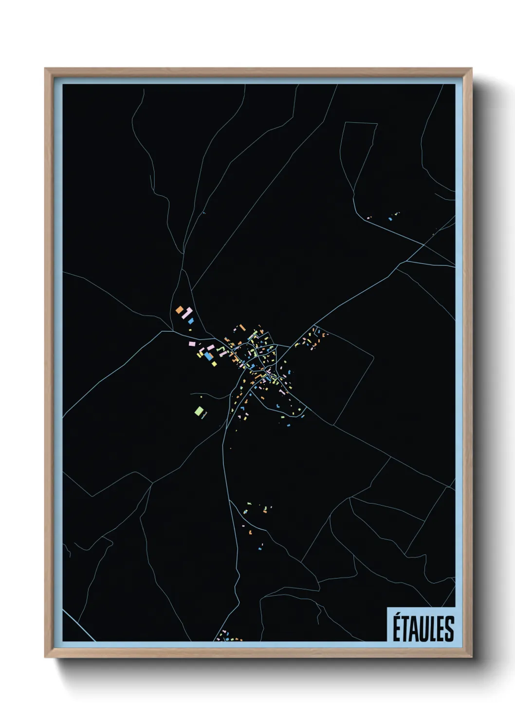 Une affiche de carte sur Étaules