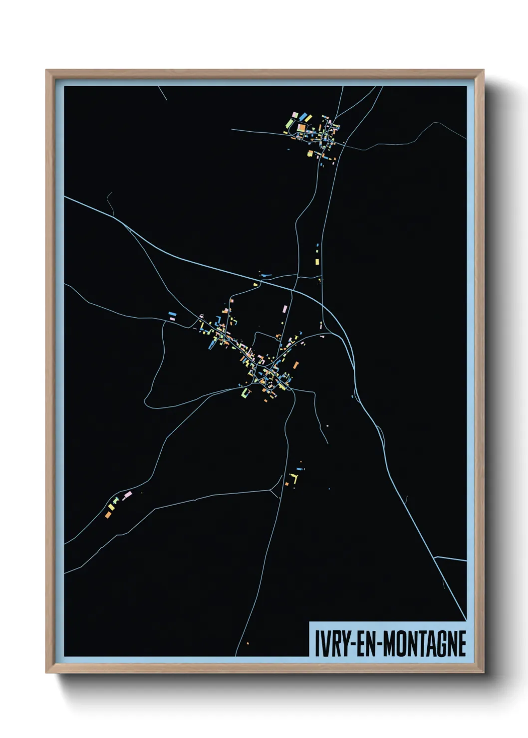 Une affiche de carte sur Ivry-en-Montagne