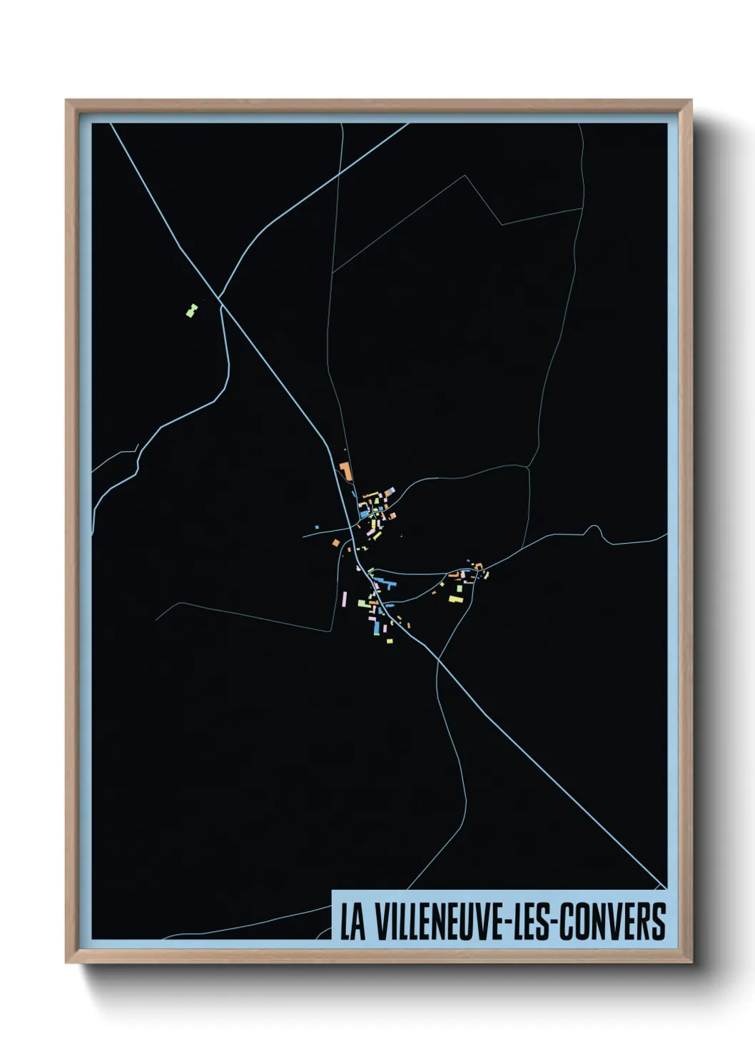 Une affiche de carte sur La Villeneuve-les-Convers