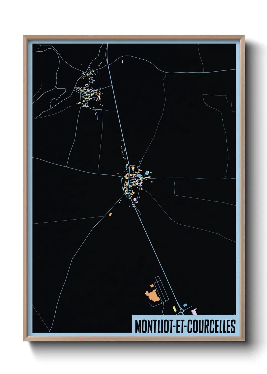 Une affiche de carte sur Montliot-et-Courcelles