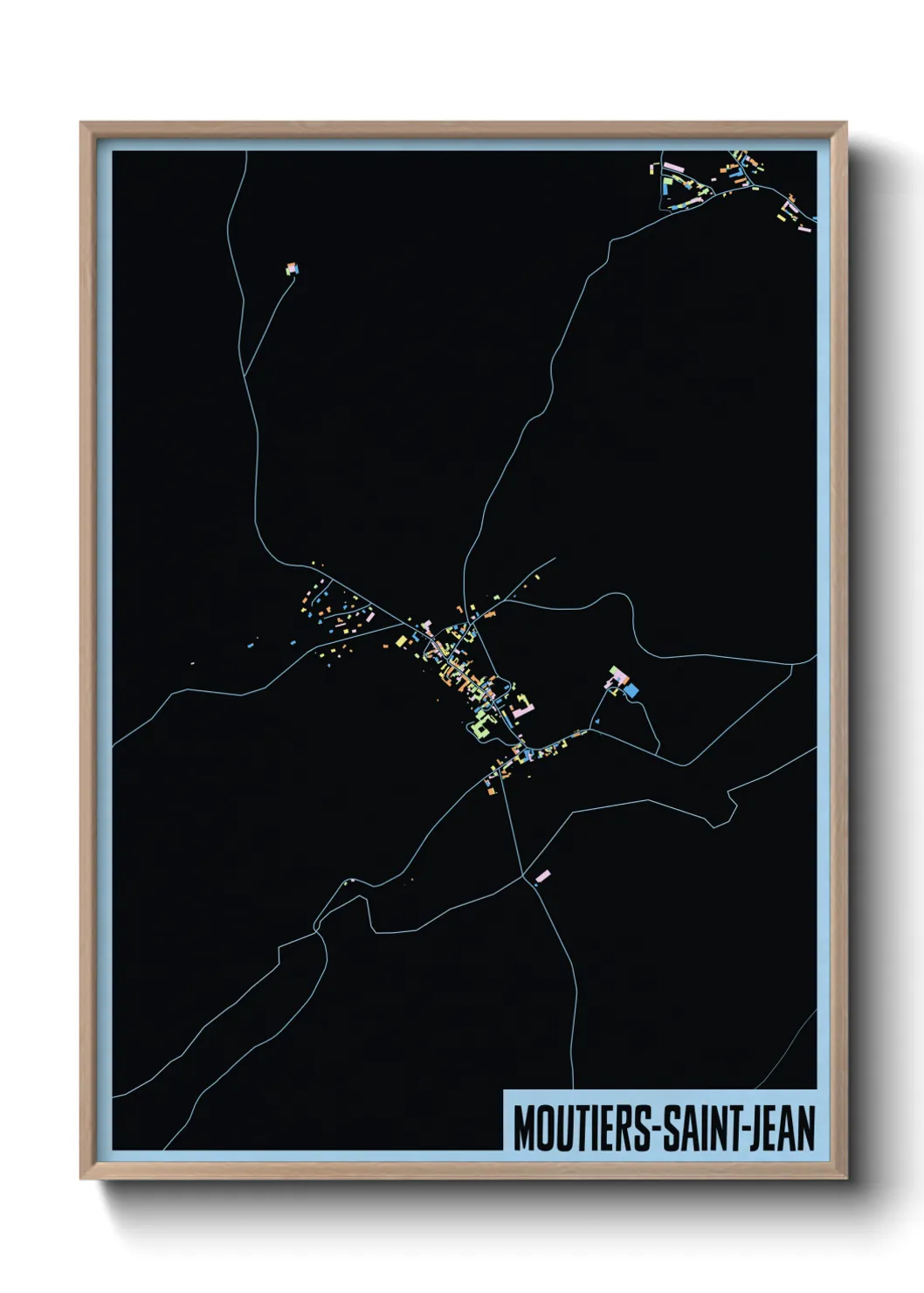 Une affiche de carte sur Moutiers-Saint-Jean