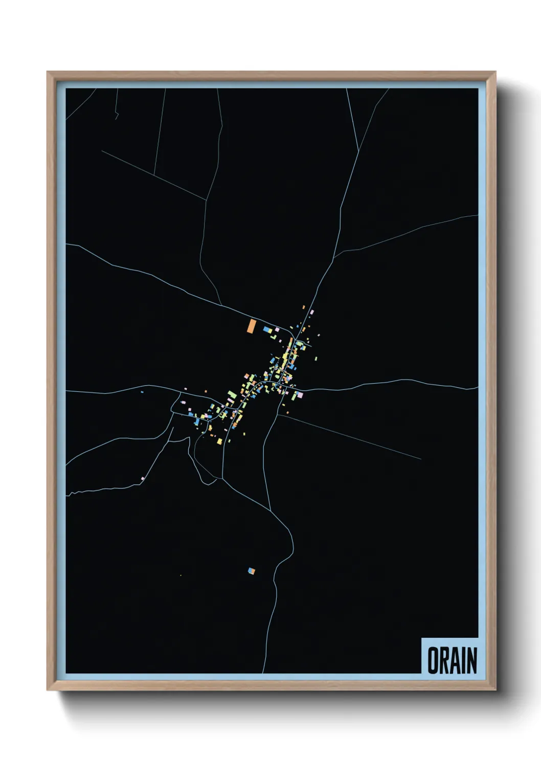 Une affiche de carte sur Orain