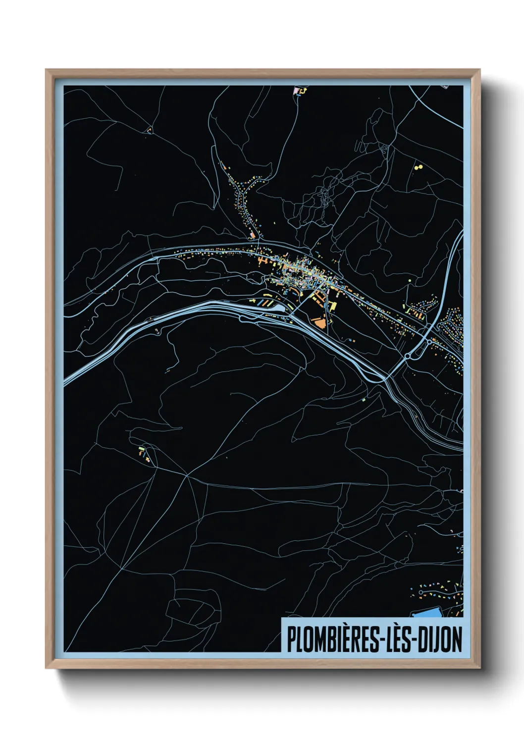 Une affiche de carte sur Plombières-lès-Dijon