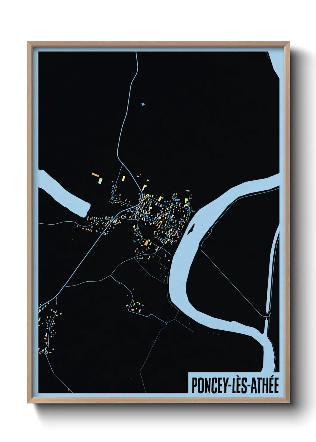 Une affiche de carte sur Poncey-lès-Athée