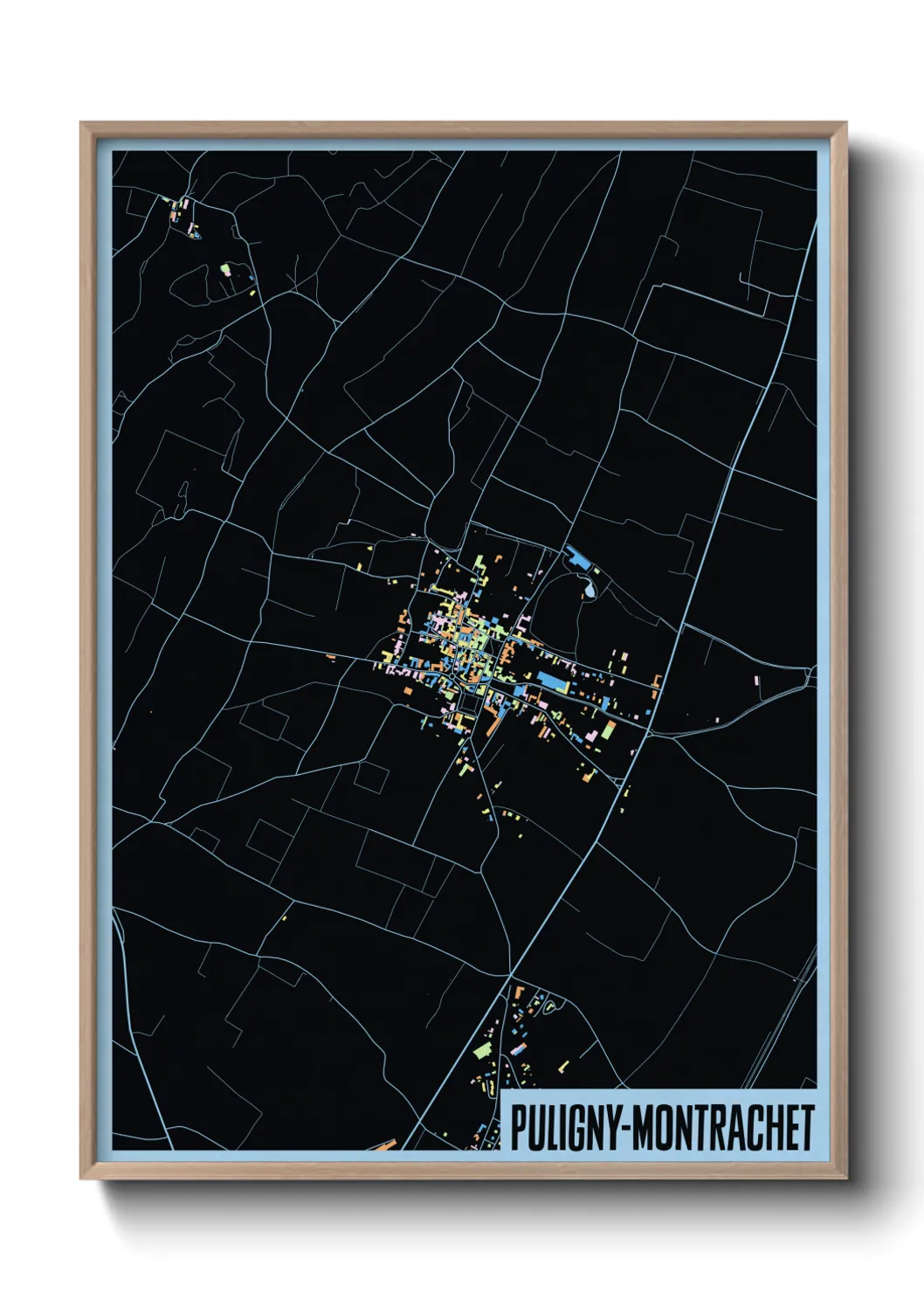 Une affiche de carte sur Puligny-Montrachet
