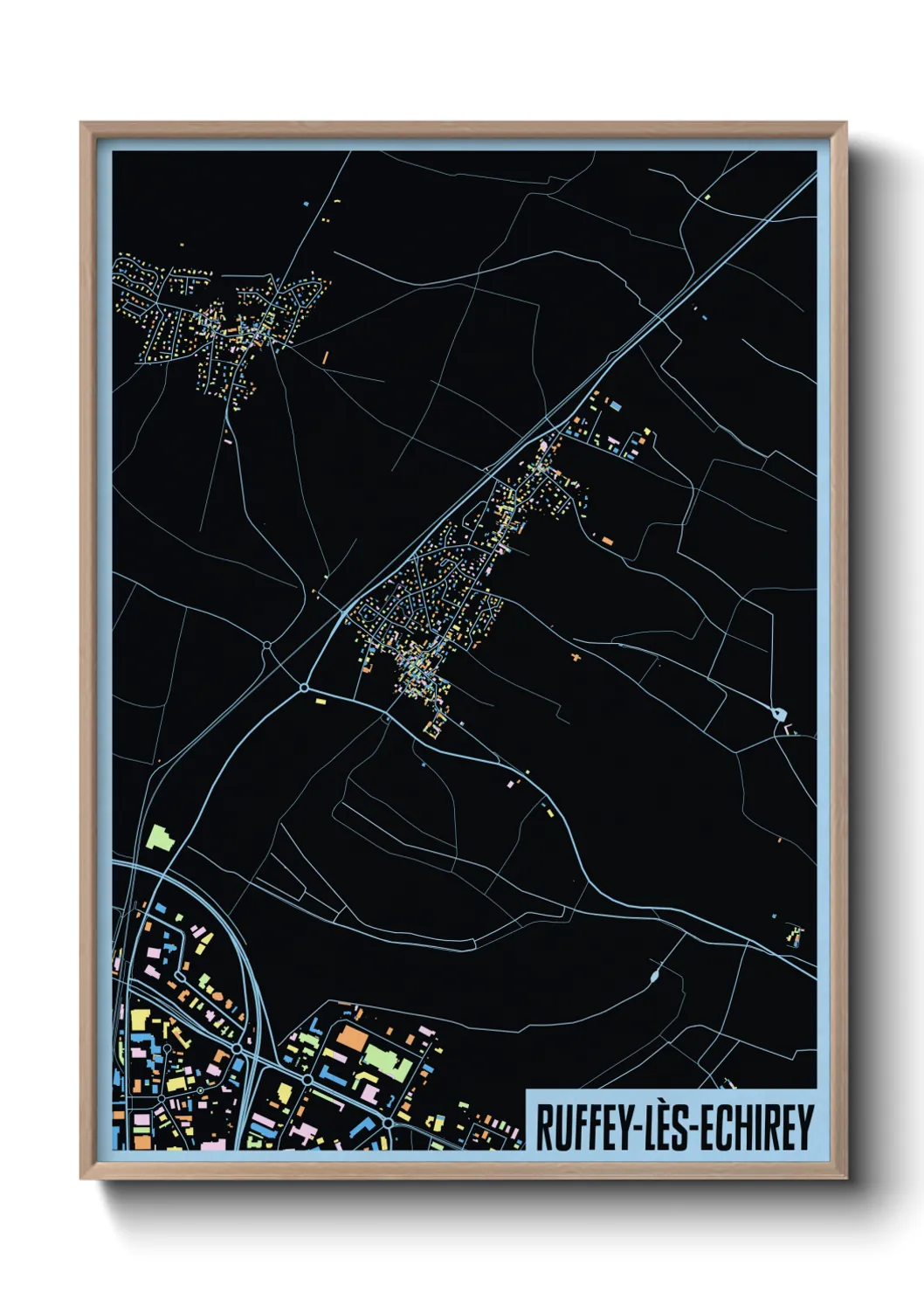 Une affiche de carte sur Ruffey-lès-Echirey