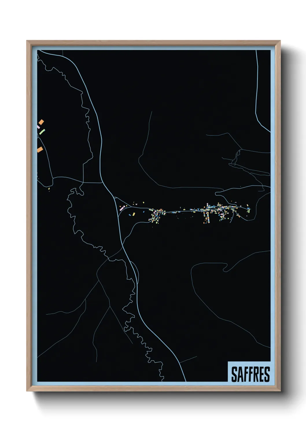 Une affiche de carte sur Saffres