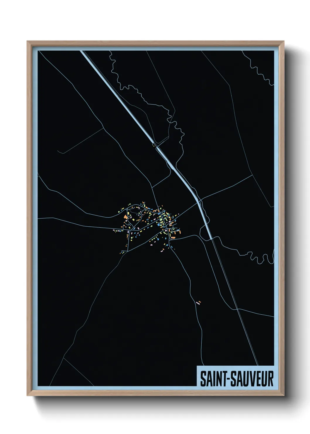 Une affiche de carte sur Saint-Sauveur