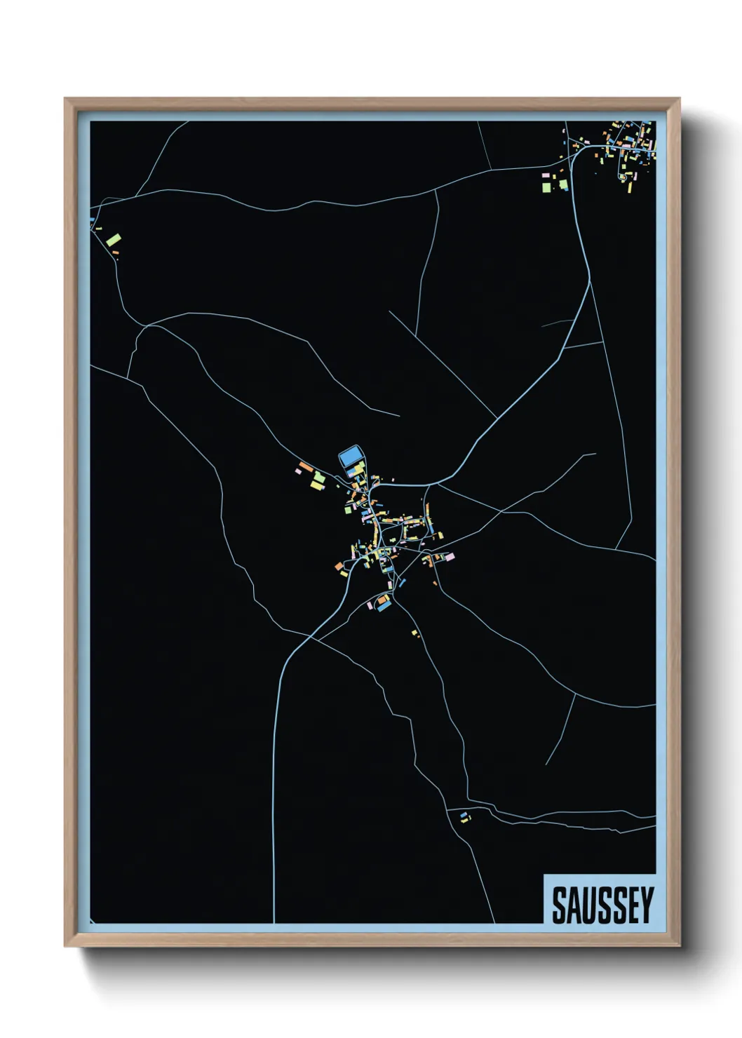 Une affiche de carte sur Saussey