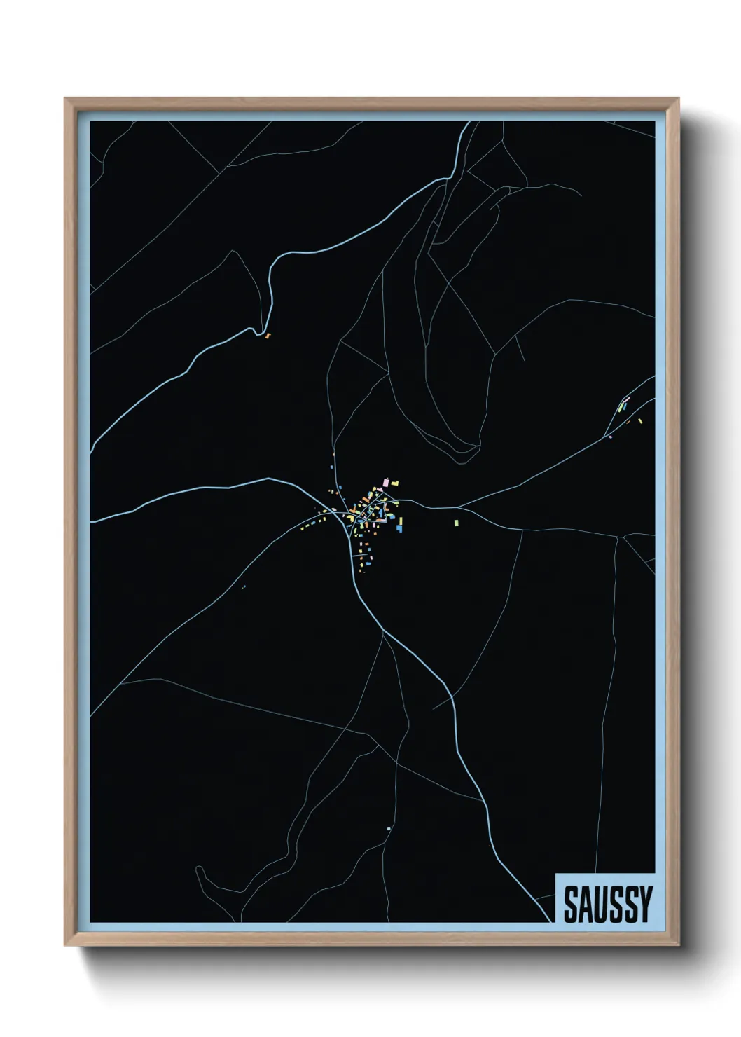 Une affiche de carte sur Saussy