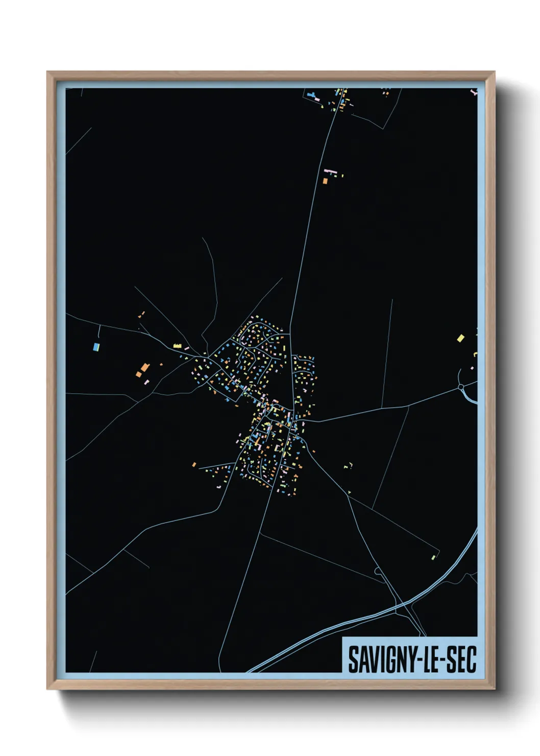 Une affiche de carte sur Savigny-le-Sec