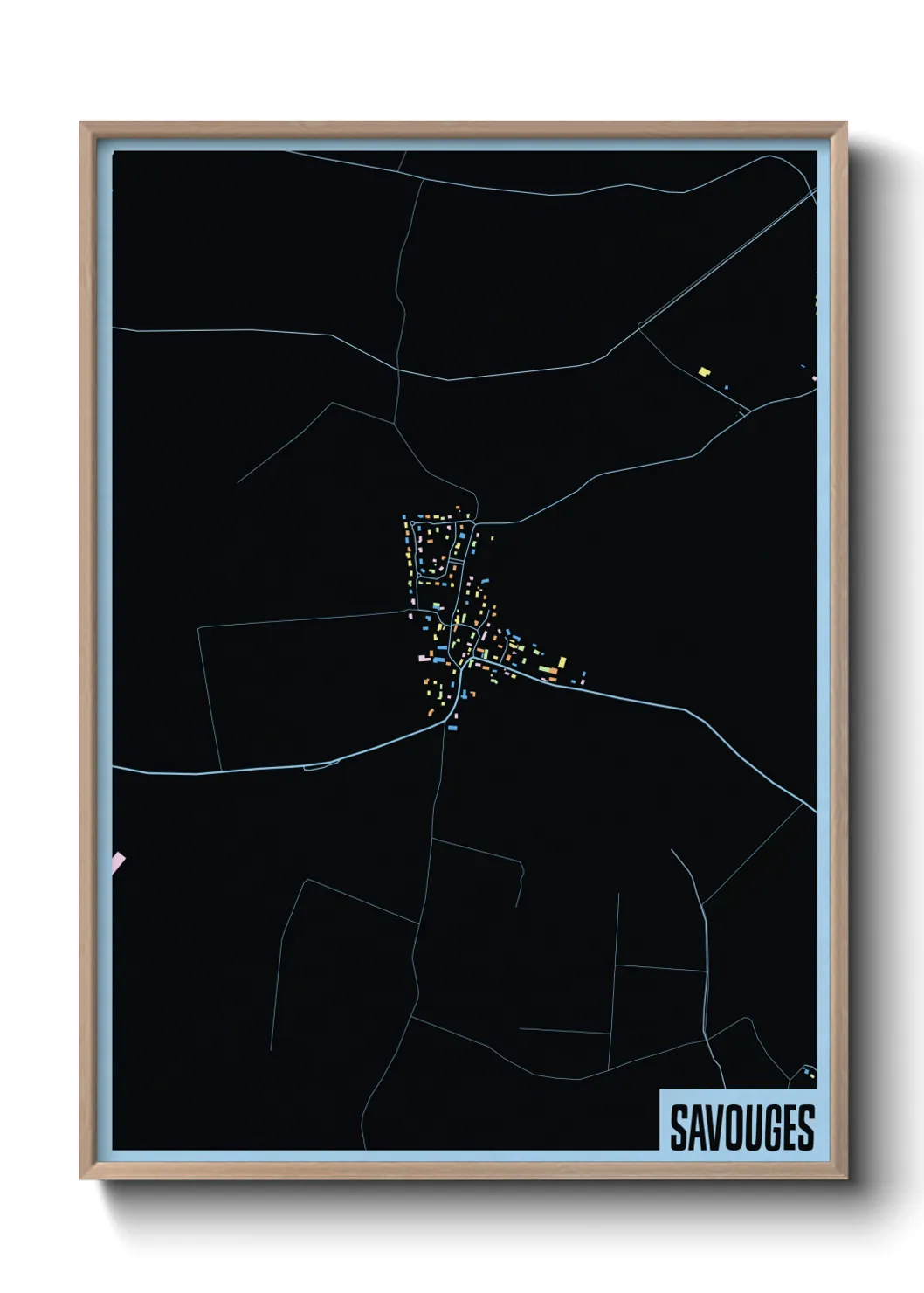 Une affiche de carte sur Savouges